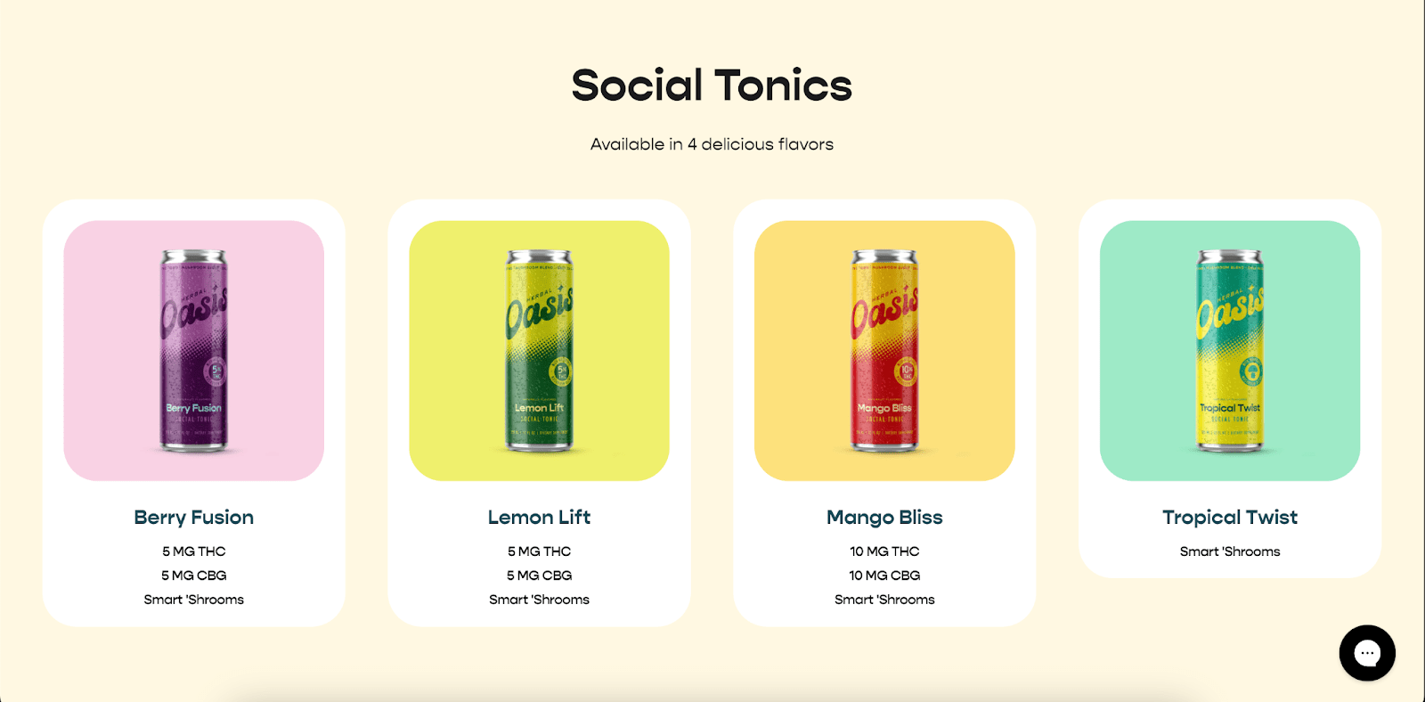 screenshot of Herbal Oasis product lineup shopping page