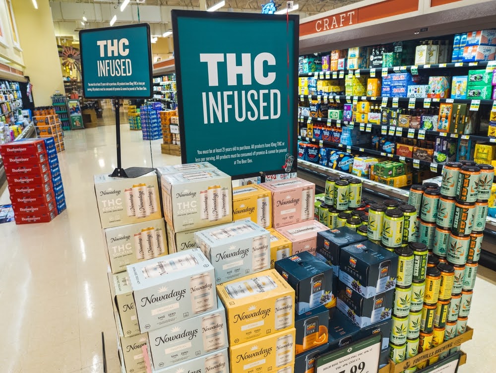 store display of THC-infused beverages