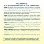 Drug warning label with text about adult use only, THC content, and compliance information.; Flavor: Unflavored;